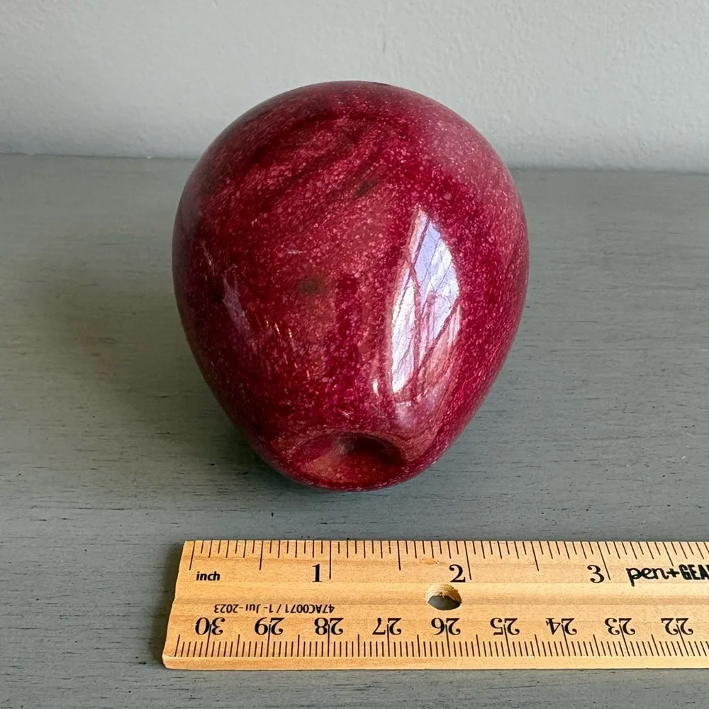 VTG Alabaster Speckled Red Marble Apple Home Accent Paperweight 3 IN Teacher